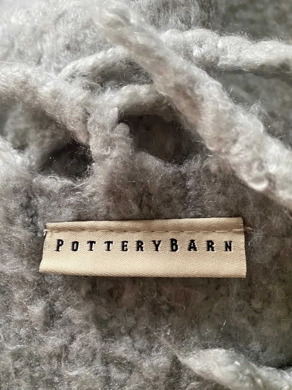 Pottery Barn Tonal Gray Textured Fringe Throw Blanket 68x51